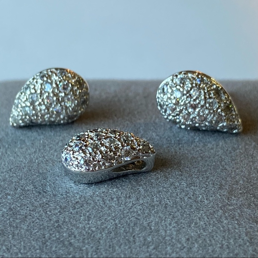 ⚡️Host Pick⚡️Elegant Sterling Pave Simulated Diamond Teardrop 3 PC Set